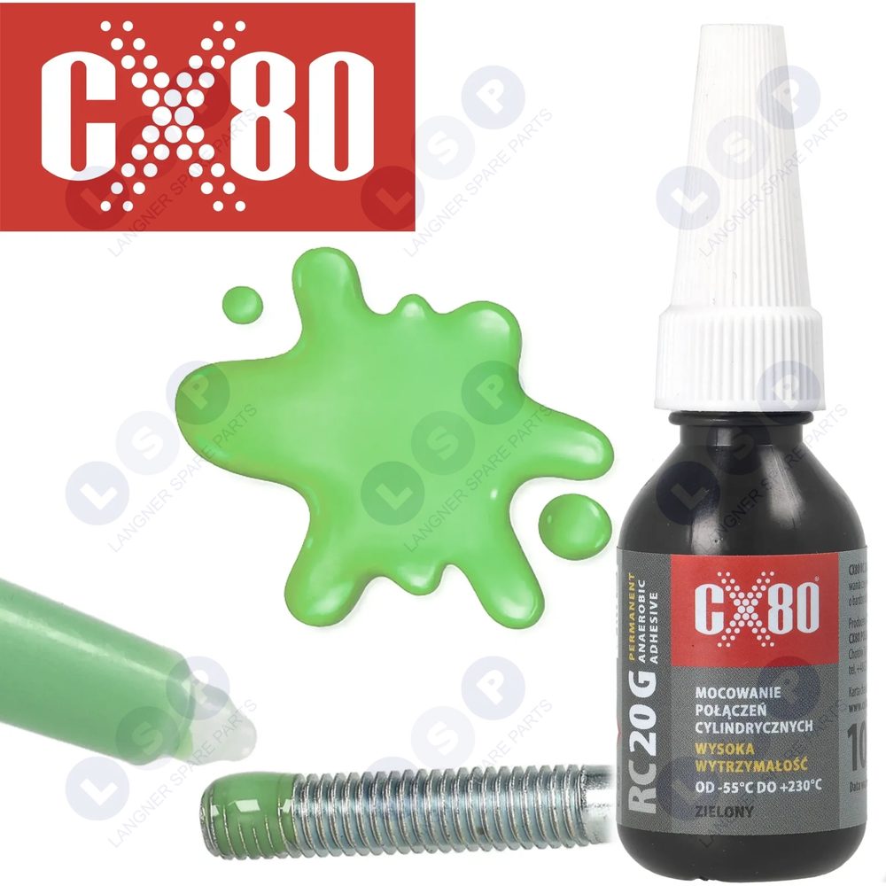 Silné anaeróbne lepidlo na nite 10ml zelené +230oC RC20G vysoká teplota